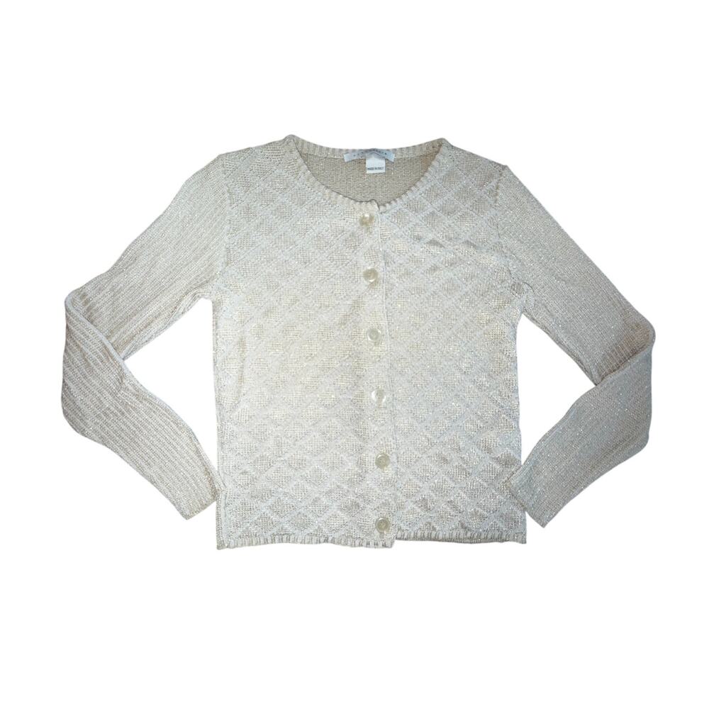 Penny Black Metallic Gold & Cream Cardigan Sweater Made in Italy Womens Small